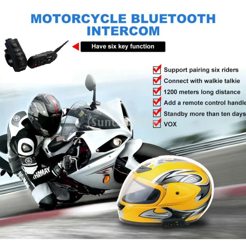 1200 м мотоциклетная гарнитура Bluetooth переговорный шлем 6 Rider E6