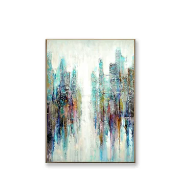 

Nordic abstract Hand drawn acrylic oil painting wall home decoration Palette landscape artwork hanging picture for living room