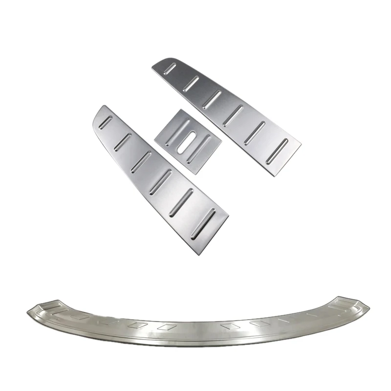 For Tesla Model X- Stainless Rear Boot Trunk Inner& Outer Bumper Protector Guard Sill Plate Cover Car Accessories - Цвет: Серебристый