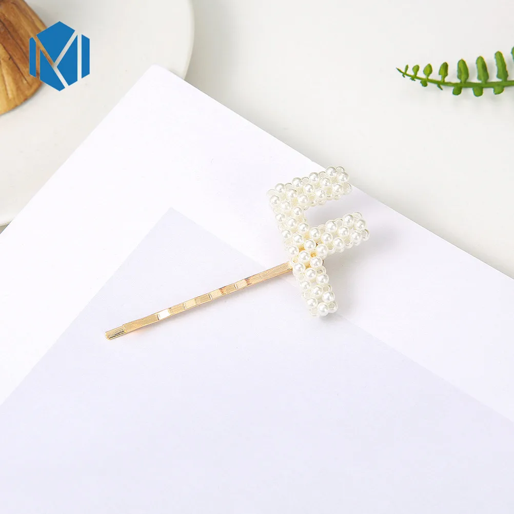 F Hairpins М MISM, 1 шт., сделай сам, имитация жемчужные заколки для волос для женщин/девушек, английские буквы, на заказ, именные заколки, заколки, аксессуары для волос - Цвет: F Hairpins