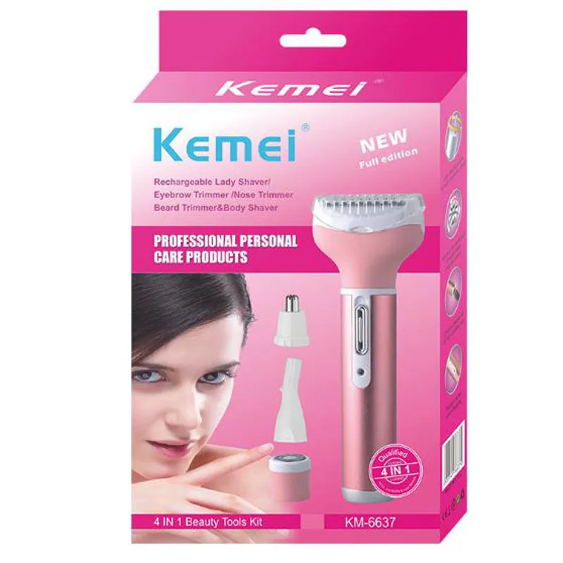 Kemei lady бритва KM-6637 электробритва 4 в 1 многофункциональная бритва триммер для бровей триммер для бороды бритва для тела