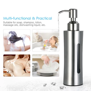 

Hot Stainless Steel Soap Dispenser Lotion Liquid Soap Pump Bottle Container for Kitchen and Bathroom Use 250ml/8.5oz
