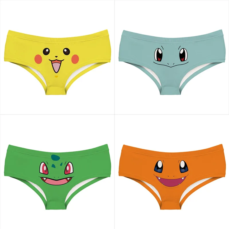 Сексуальные девушки косплей костюм покемон Пикачу Squirtle Charmander Bulbasaur печати нижнее белье трусы стринги трусики леди