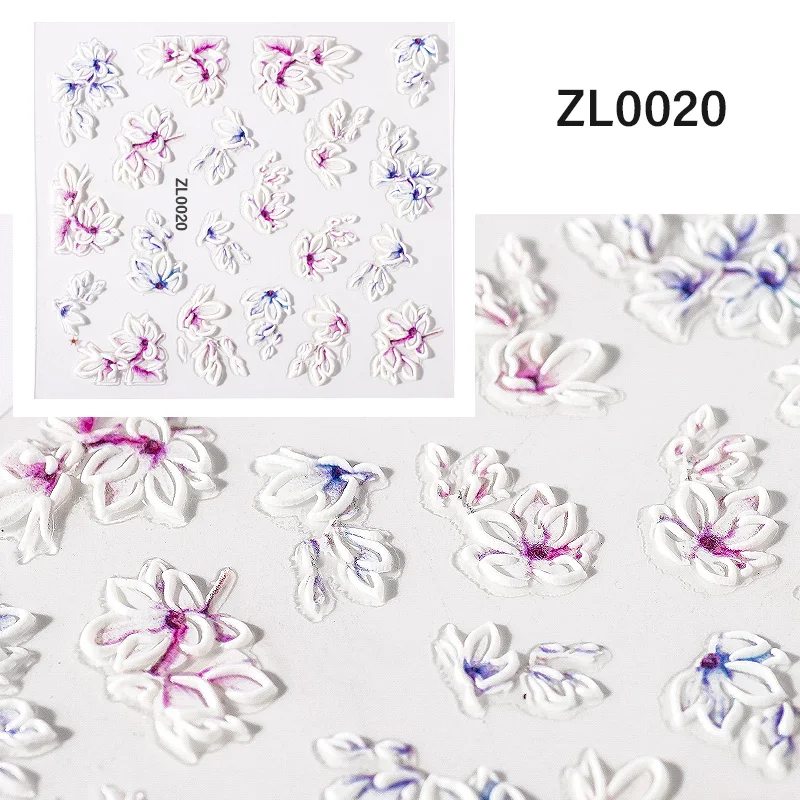 1 лист 5D рельефная наклейка для ногтей цветы Лист наклейки для ногтей s самоклеющиеся DIY маникюр слайдер наклейка ломтик Дизайн ногтей украшения - Цвет: 20 5D Sticker