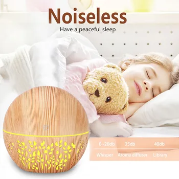 

Essential Oil Diffuser Ultrasonic Air Humidifier With Wood Grain Color Changing LED Light Electric Aroma Reed Diffusers