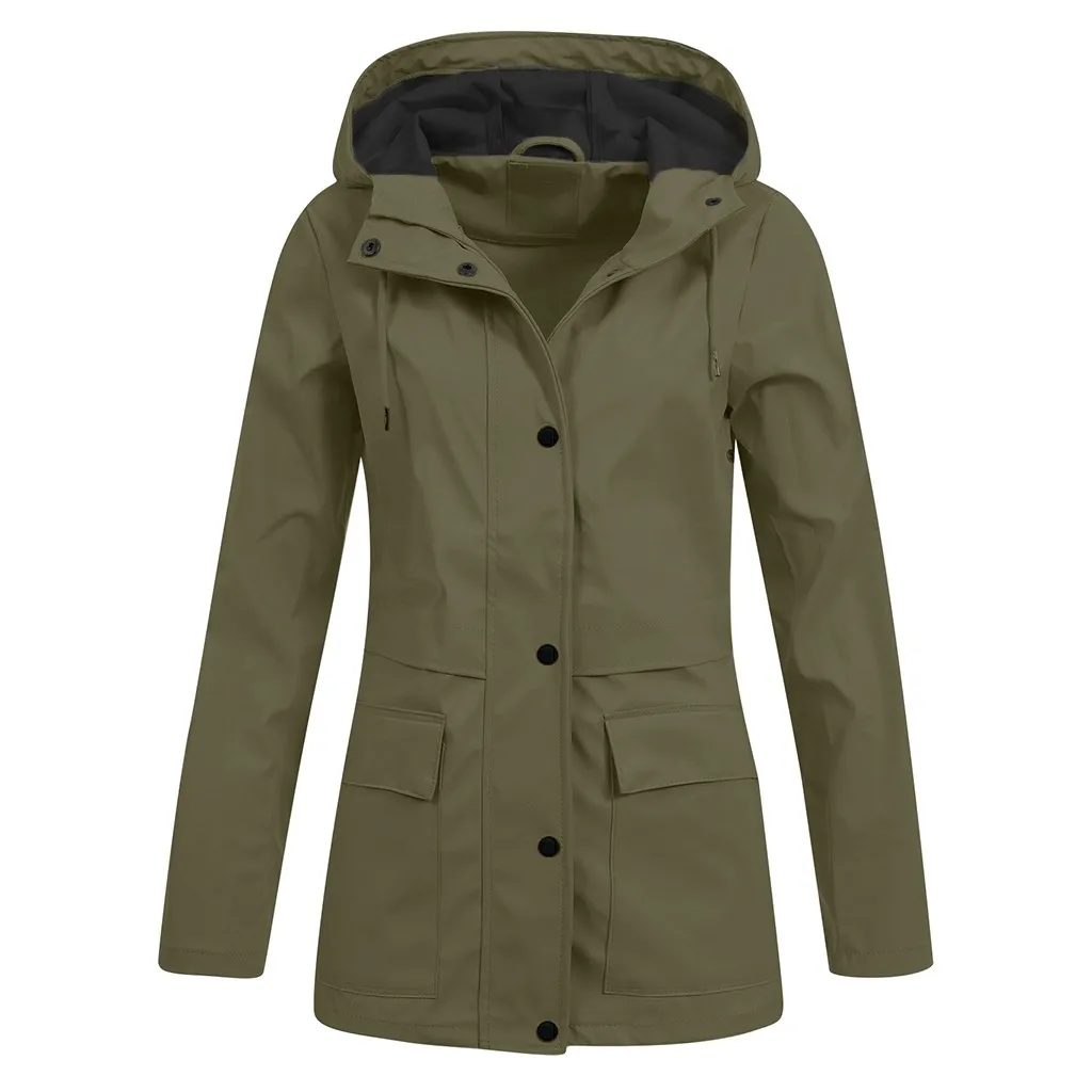 SAGACE куртка с подогревом дождевик Женская однотонная дождевик худи для улицы водонепроницаемое пальто дамское ветрозащитное пальто I401008