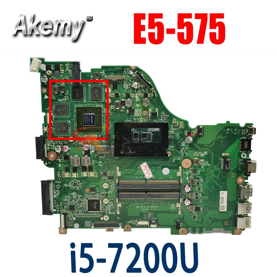 Akemy материнская плата для ноутбука ACER Aspire E5-575 i5-7200U DAZAAMB16E0 SR2ZU N16P-GT-A2 DDR4 | Компьютеры