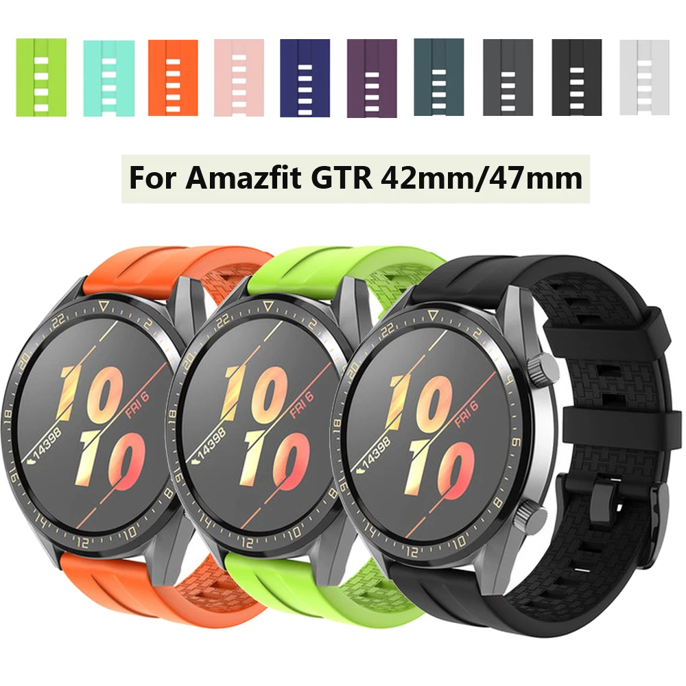 Силиконовый спортивный ремешок 20 мм 22 сменный для xiaomi Huami Amazfit GTS/GTR 42 47 мм/Bip huawei gt2