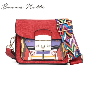 

Panelled Hard Pu Leather Women Shoulder Bag Colorful Wide Strap Crossbody Bags Fashion All-Match elegant Ladies Flap