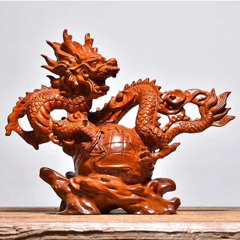 

Carved Rosewood Dragon Statue Zodiac Dragon Decorations Handicraft Household Sitting Room Porch TV Decorated Sculpture