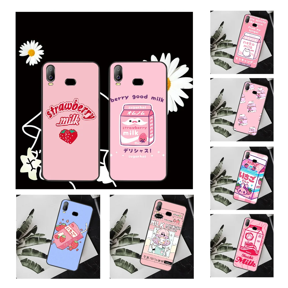 NBDRUICAI Kawaii японский клубничный молочный черный мягкий чехол для телефона Samsung A10 A20