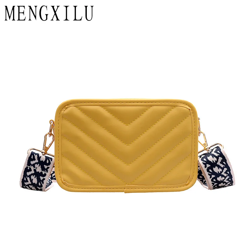 

MENGXILU Fashion Girls Flap Messenger Bags Striped PU Leather Women Crossbody Bag Luxury Brand Handbags Designer sac main femme
