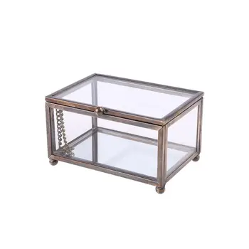 

Nordic Transparent Glass Wedding Ring Box Eternal Flower Storage Holder Decor