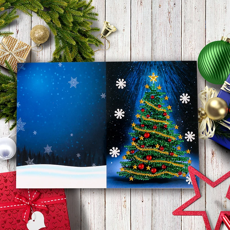 5D DIY бриллиантовый рисунок Рождество открытка Алмазная вышивка Санта поздравительная открытка Алмазная мозаика Рождественский подарок LD563