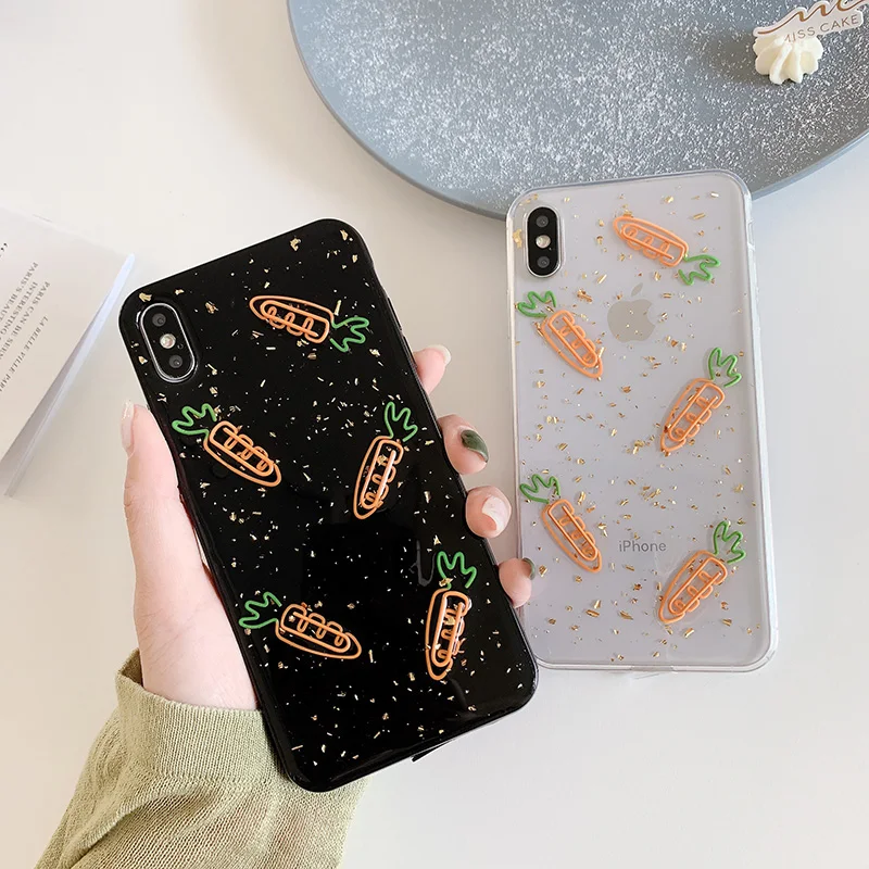

For Epoxy Super Cute Carrot Paper Clip PhoneX Mobile Shell Xr Apple XsMax Transparent Set 8p/7plus Female 6s Soft Silicone