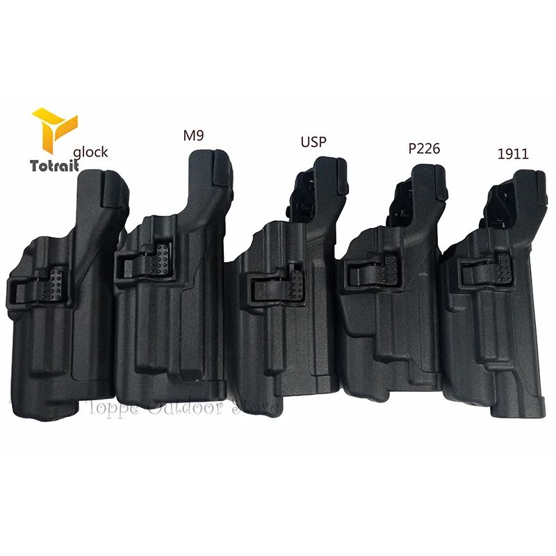 

TOtrait Tactical Hunting Gun Holster LV3 Light Bearing Belt Gun Holster With lamp Glock17/19 M9 92/Colt1911/SigP226/USP