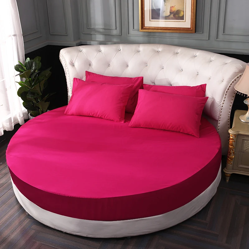 

100% Cotton round Bed Fitted Sheet Round bedspread Non-slip Mattress Cover Romantic Solid Color Round Bed Sheet