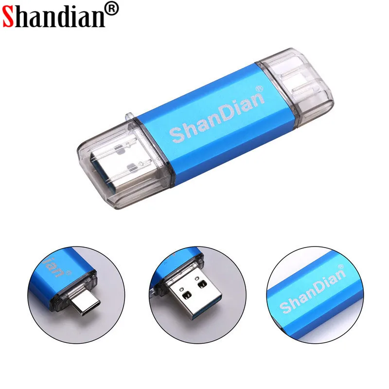 SHANDIAN USB 3 0 Type C OTG флеш накопитель Usb Флешка для мобильных телефонов/ПК 64 ГБ 32 16