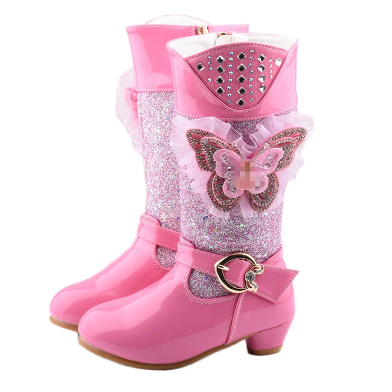 

2020 Winter New Plus Velvet Children's High Boots Princess Warm Snow Boots Girls High-heeled Boots