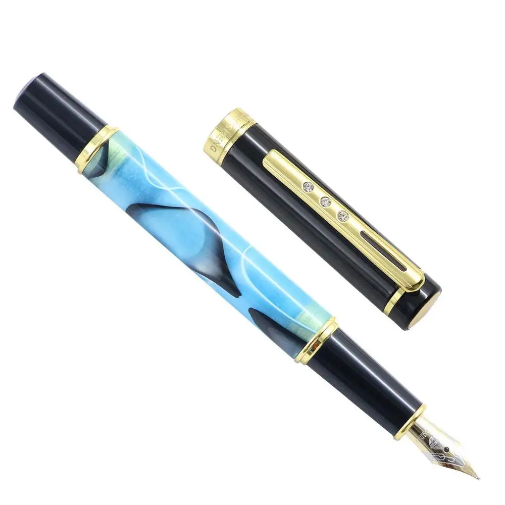 High Quality Acrylic Glass Pen Gold Clip 0.5mm F Nib Fountain Pens for Writing School Office Stationery