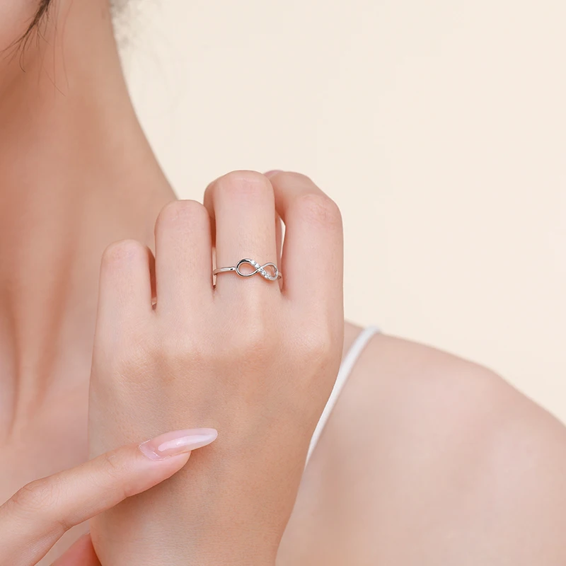 Silver Rings Silver Ring Wedding Rings 925 Sterling Silver Fashionc Infinity Love Fine Cubic Zirconia Ring For Women Romantic Wedding Jewelry