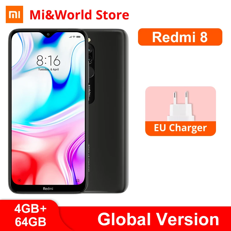 Глобальная версия Xiaomi Redmi 8 4 Гб ОЗУ 64 ПЗУ мобильный телефон Восьмиядерный