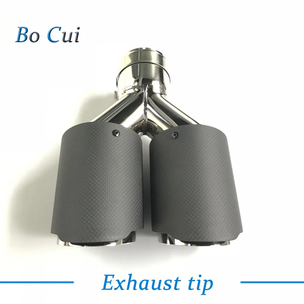 

Y Model Dual Carbon fiber + stainless steel universal Auto akrapovic exhaust tip Double end pipe for bmw benz golf