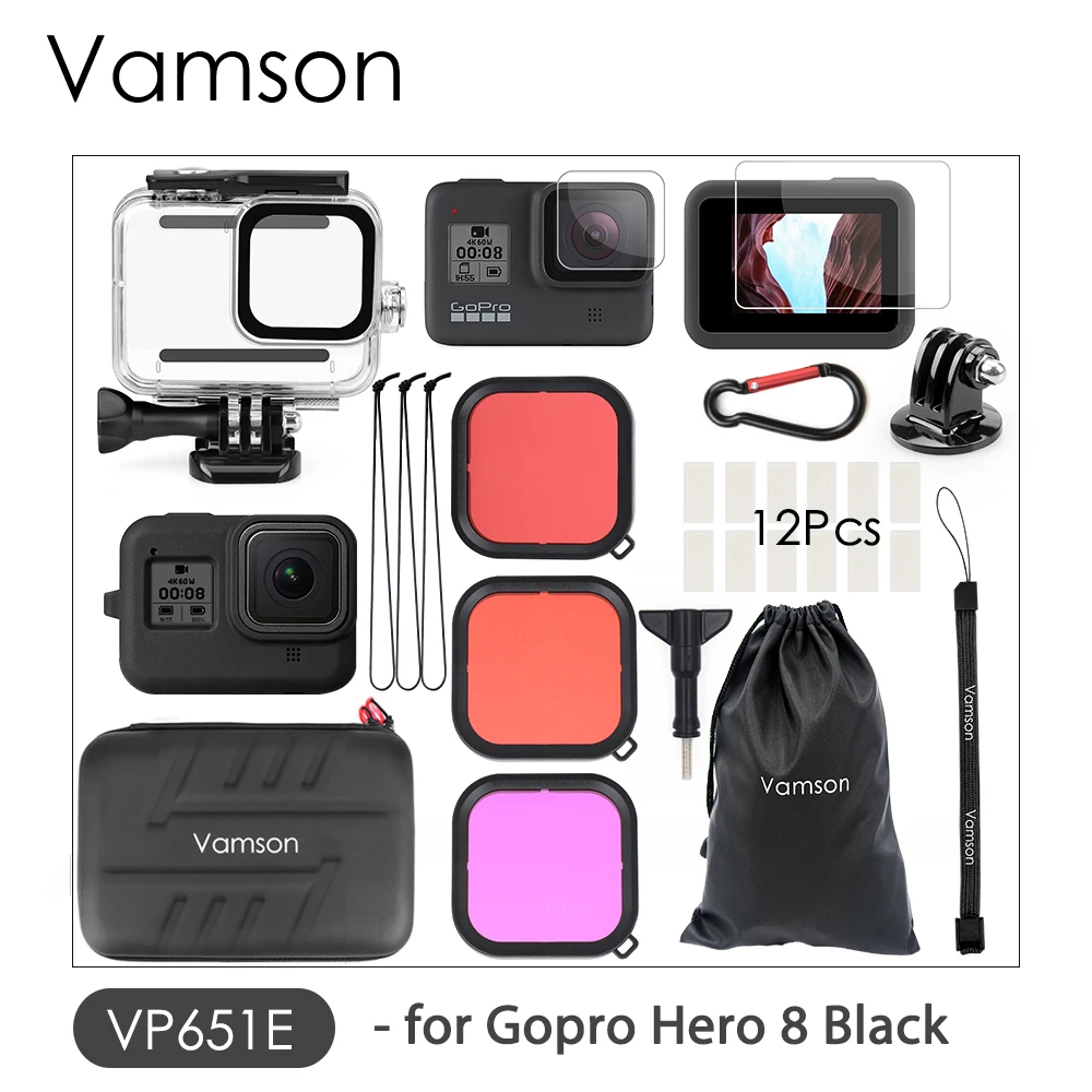 VP651E Vamson для Gopro Hero 6 5 7 8 черный 45 м подводный водонепроницаемый чехол для камеры Дайвинг Корпус крепление для GoPro Аксессуар VP630 - Цвет: VP651E