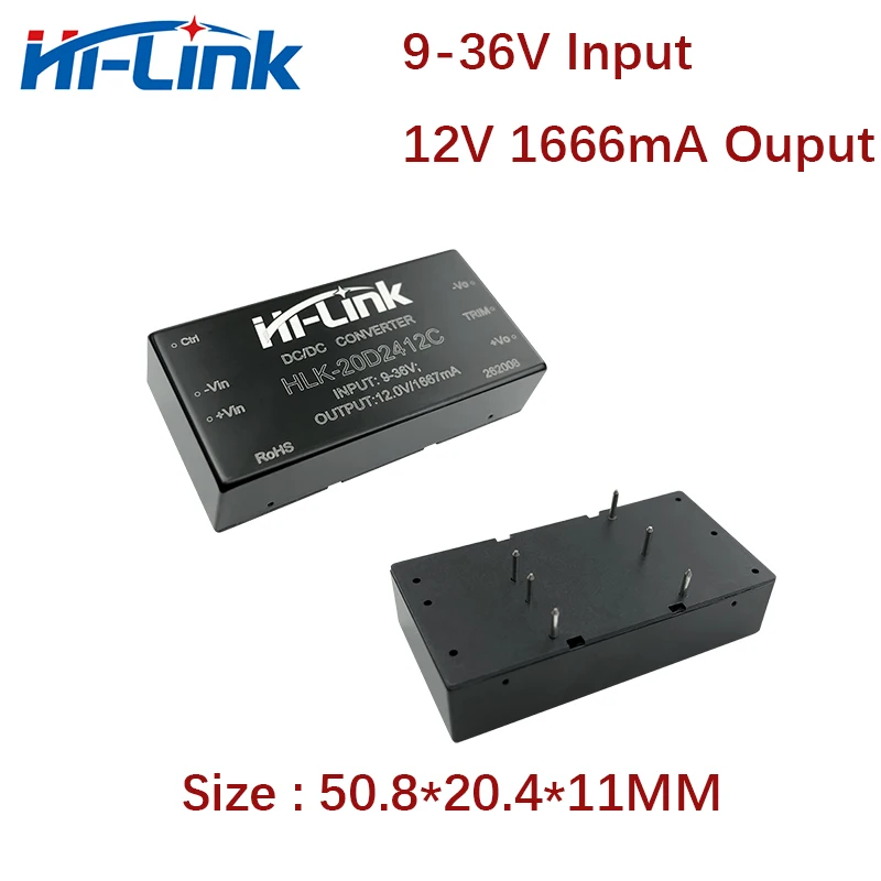 2 шт./лот преобразователь постоянного тока 9 36 в до 12 В 1666 мА mini dc step down module HLK 20D2412C Hi