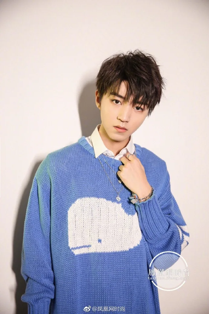 TFBOYS Wang Junkai стиль для женщин и мужчин кит дельфин синий свитера пуловеры для студентов зимний женский полувер одежда