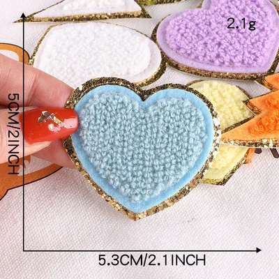 1Pc Sequin Chenille Embroidery Patches Rainbow/Lightning/Heart Patches Appliques Iron On Patches For Children Woman Clothes 