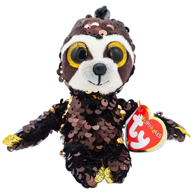 New 4 inch 10 cm Ty big eyes plush pea plush animal sequins small sloth pendant collection doll children birthday Christmas gift