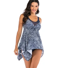 Женский купальник из двух частей, S-2XL, костюм бикини с принтом, консервативный купальник с высокой талией, купальник с лямкой через шею, летний популярный купальник