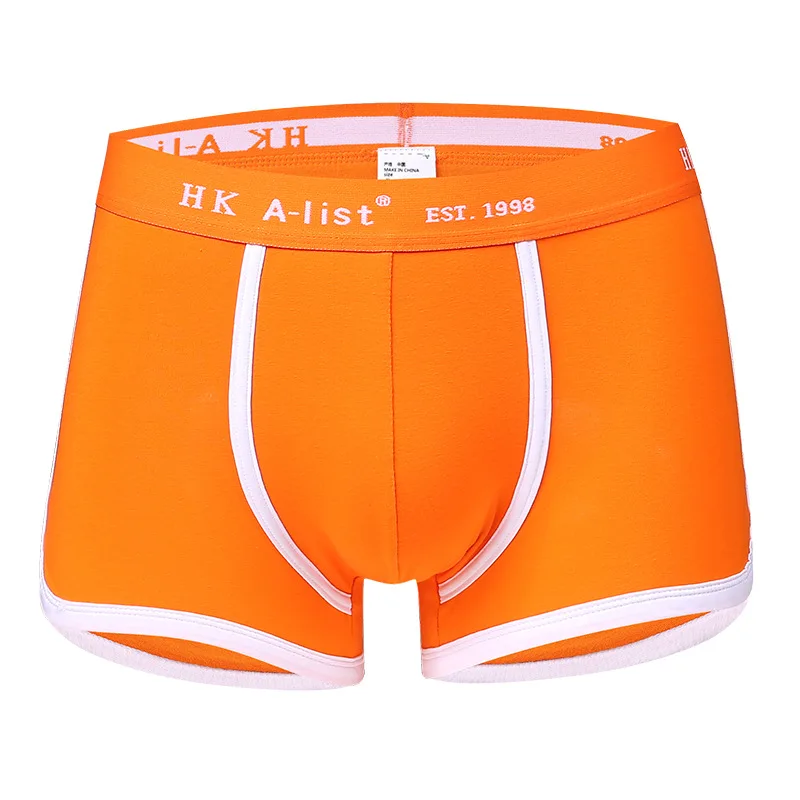 Orange Новые мужские трусы-боксеры, нижнее белье хлопок большой Homme бренд-Боксер дышащие мужские трусы HM05-1pc S-4XL - Цвет: Orange