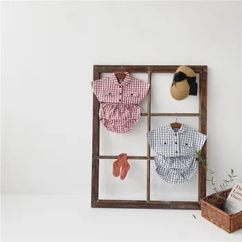 

Summer 2020 new infant short-sleeved plaid shirt + plaid shorts two-piece suit