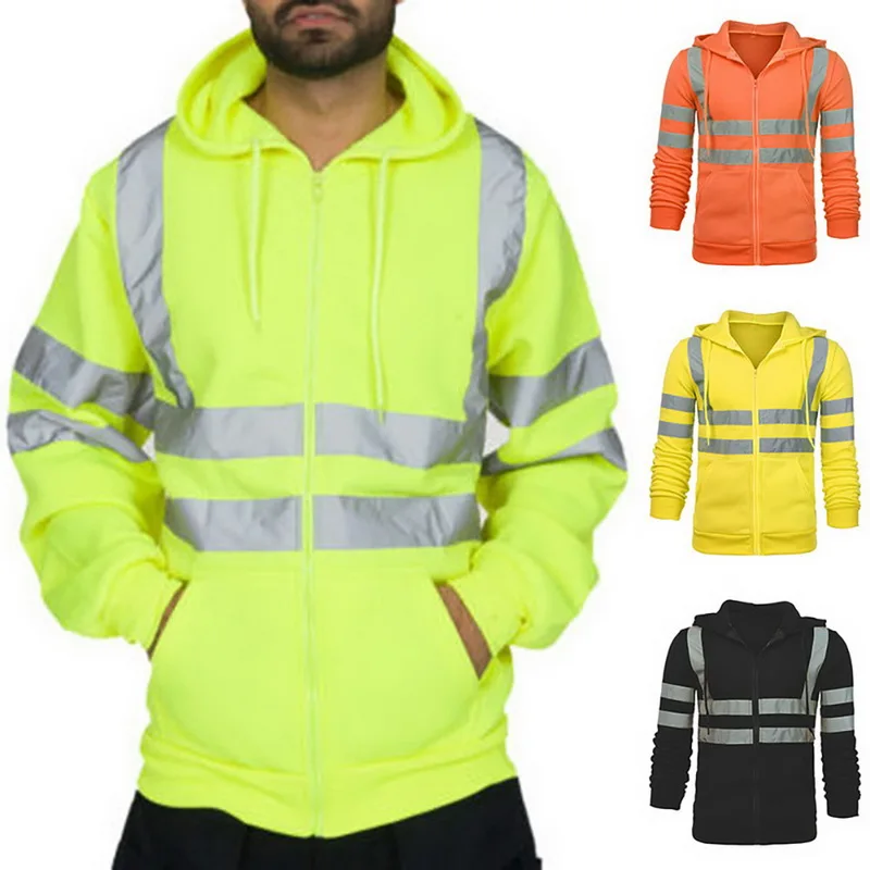 

Enhanced visibility contrast Mens Hoodies for Road Work High Visibility Pullover Sweatshirts Casual Slim Fit Hooded Sweatshirt