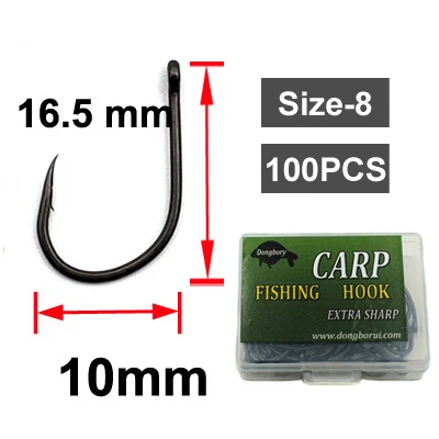 100PCS-Size 8 100 шт., матовые черные крючки для ловли карпа, широкие зазоры, колючие рыболовные крючки для всплывающих бойлов, иглы, острые изогнутые крючки для ловли карпа, аксессуары - Цвет: 100PCS-Size 8