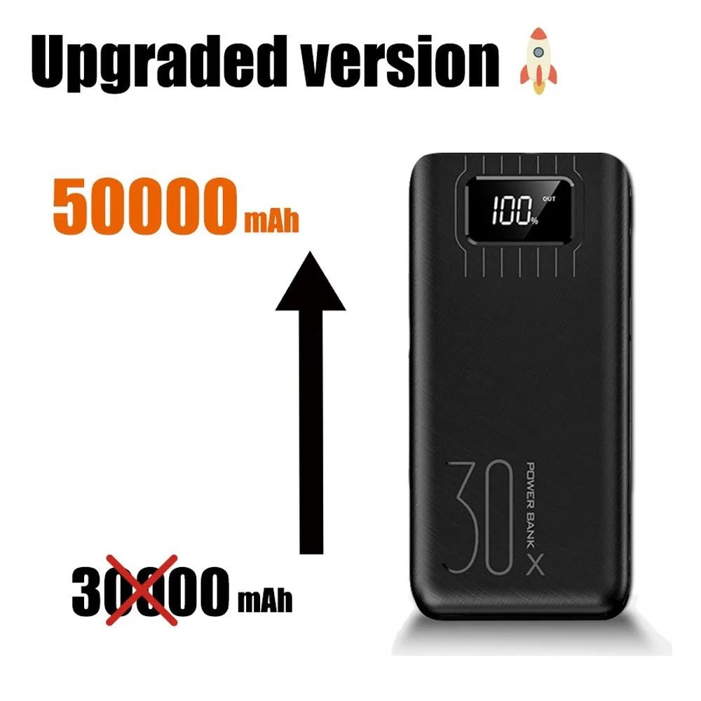 50000 мАч Внешний аккумулятор для iPhone 11 pro 6 6s 7 8 Plus X XS max XR Pover Bank USB светодиодный внешний аккумулятор для зарядки