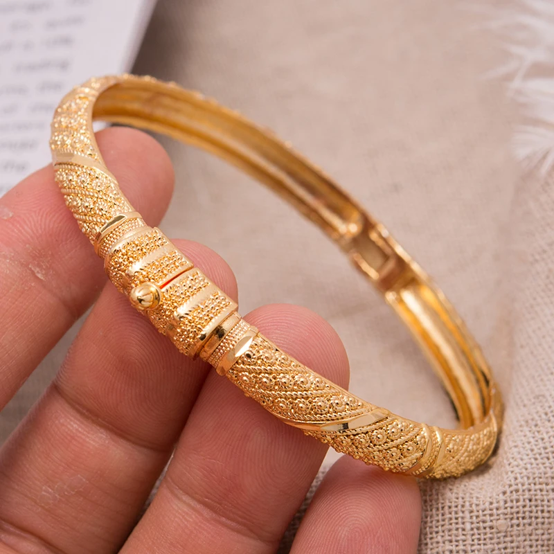 1Pcs/lot 24K Dubai Crown Cuff Gold Color Bangle Bracelet Fashion Can
