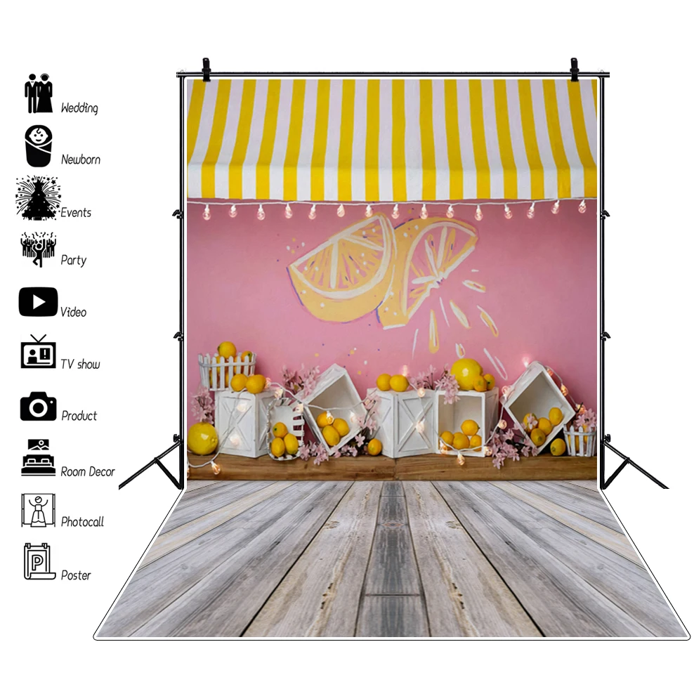 Фотофон Laeacco Lemon Shop деревянный пол для фотосъемки декорации фотостудия день