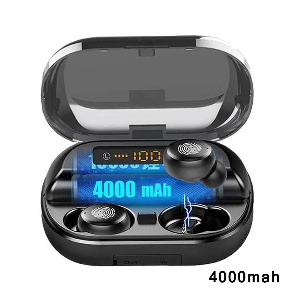TWS 5,0, Bluetooth, 9D, стерео наушники, беспроводные наушники, IPX7, водонепроницаемые наушники, наушники, спортивные наушники с 4000 мАч, внешний аккумулятор - Цвет: 4000mah