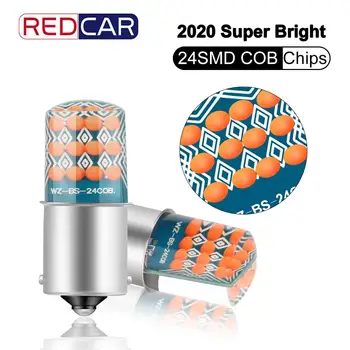 

2pcs 1156 BA15S P21W Led Bulb R5W R10W T20 7440 24SMD COB Chips Auto Car Turn Signal Parking Lights T25 3156 6000K White 12V