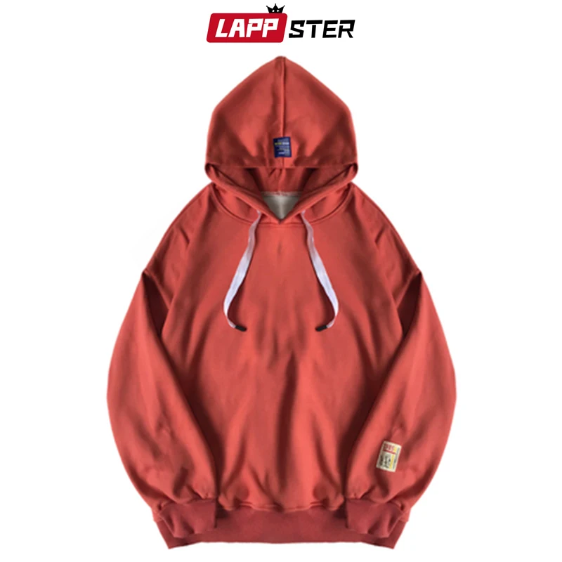 LAPPSTER мужские однотонные флисовые уличные толстовки с капюшоном осенние мужские негабаритные хип хоп Harajuku толстовки женское худи 5XL
