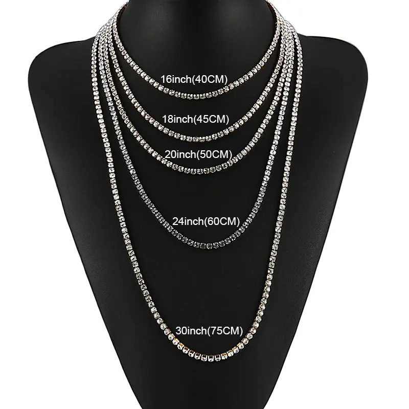 Stainless Steel Necklace Gothic 4mm Tennis Chain Men's Hip Hop