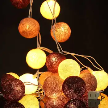 

US Plug Colorful Cotton Ball Fairy String Light Holiday Wedding Party Patio Christmas Decor 20LED