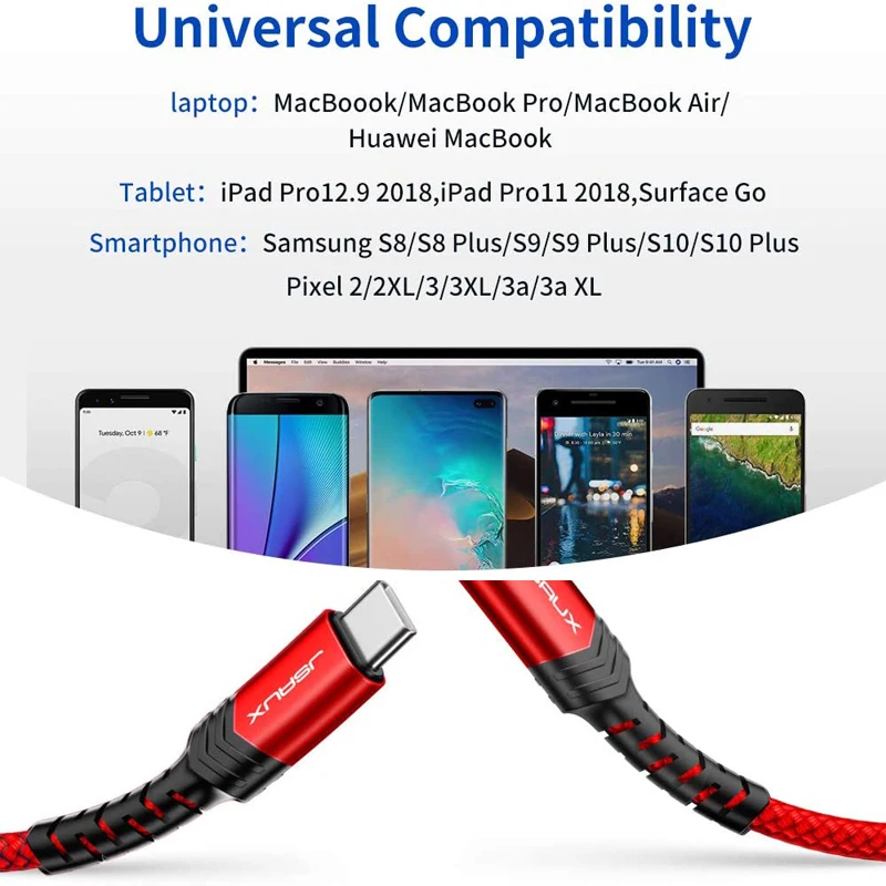 Кабель Jsaux 100 Вт Type C на 5A быстрая зарядка 3 0 кабель USB для MacBook Pro iPad 2019 Samsung S20 Xiaomi mi 10