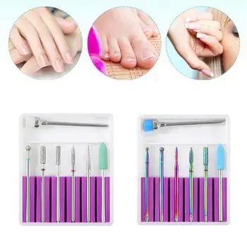 

7PCS Ceramic Diamond Nail Drill Bits Set Milling Cutter for Manicure Gel Clean Nail Files Sanding Head Set Polishing Manicure