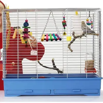 

8 Pcs/Set Bird Parrots Toys Wooden Hanging Swing Chew Bell Hammock Cage Perches Q39B