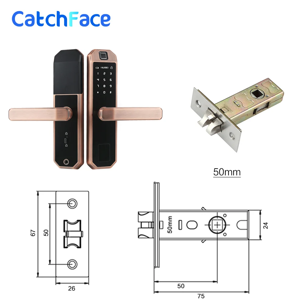  Electronic Bluetooth Fingerprint Door Lock CodeCard Key Touch Screen Digital Password Lock WIFI Sma - 32860751645