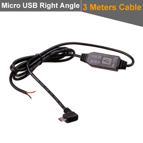Micro USB Right 3M DC 12V до 5V Инвертор конвертер микро мини USB жесткий проводной автомобильное зарядное устройство для gps планшет телефон КПК DVR рекордер камера(1 м - Название цвета: Micro USB Right 3M
